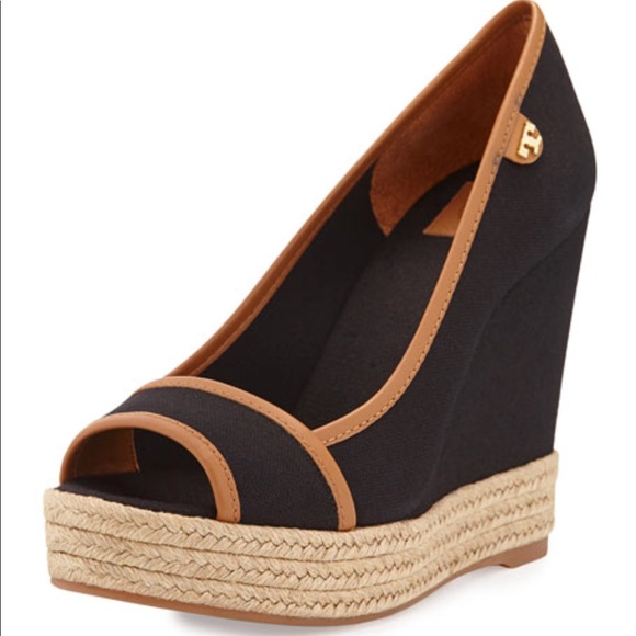 Tory Burch peep toe Majorca wedges NIB - Picture 2 of 5